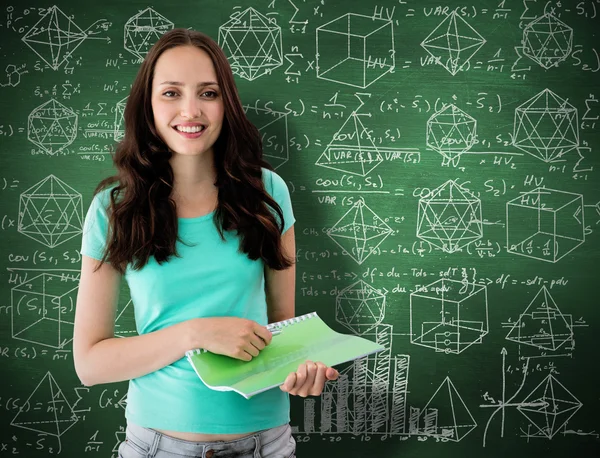 Smiling young woman with file — Stock Photo, Image