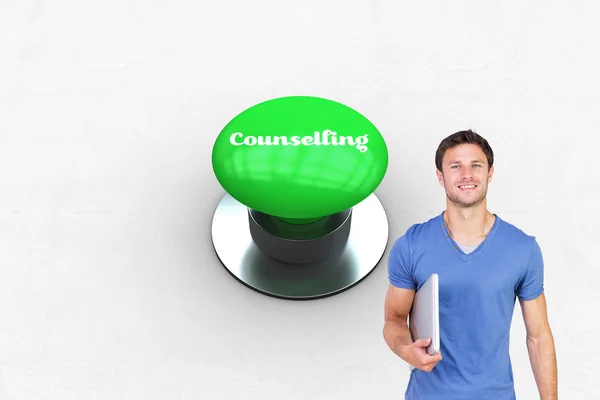 Word counselling and smiling man — Stock Photo, Image