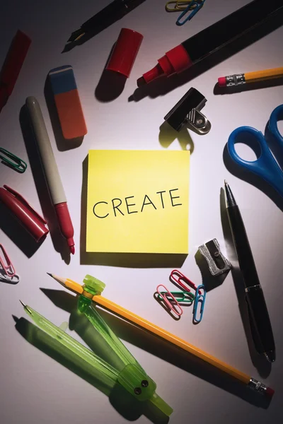 Table with school supplies — Stock Photo, Image