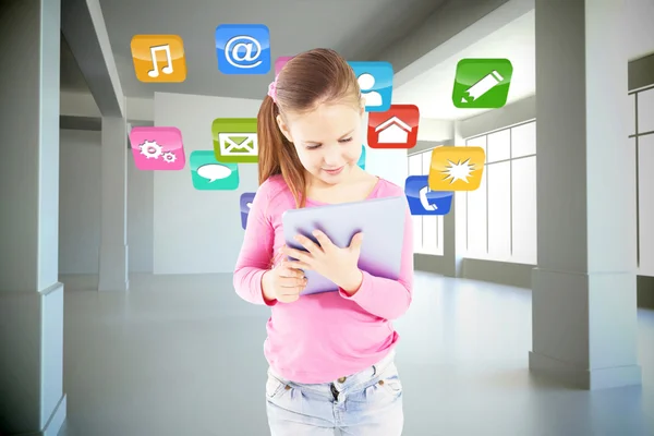 Girl using digital tablet — Stock Photo, Image