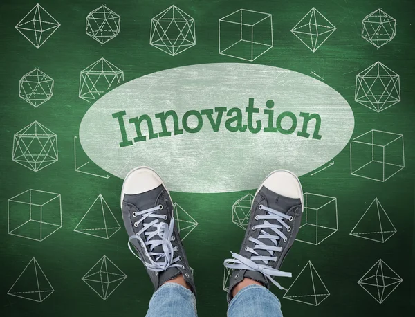 The word innovation and casual shoes — Stock Photo, Image