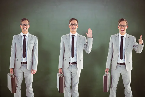 Un hombre de negocios sonriente tres veces — Foto de Stock