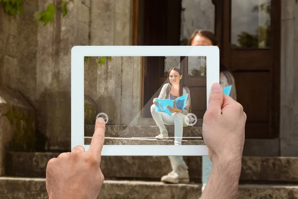 Hands holding tablet pc — Stock Photo, Image