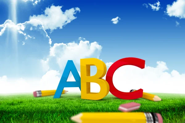 Abc graphic against blue sky — Stock Photo, Image