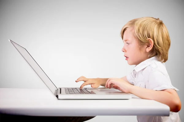 Cute boy using laptop — Stock Photo, Image