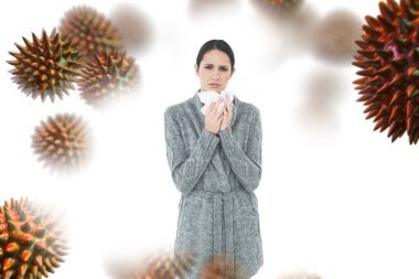 young woman suffering from cold clipart