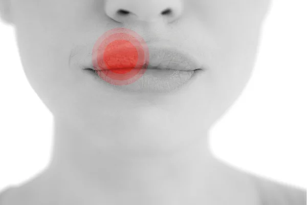 Zusammengesetztes Bild einer Frau mit üppigen Lippen — Stockfoto