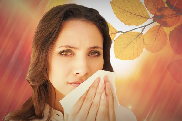 Brunette woman with a cold — Stock Photo, Image