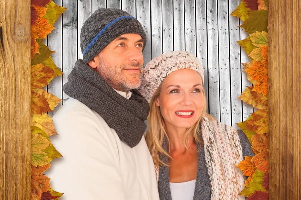 Cheerful couple in warm clothing — Stock Photo, Image