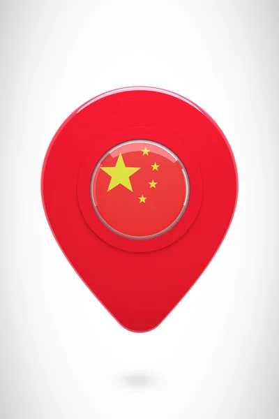Harita işareti karşı Çin bayrağı — Stok fotoğraf