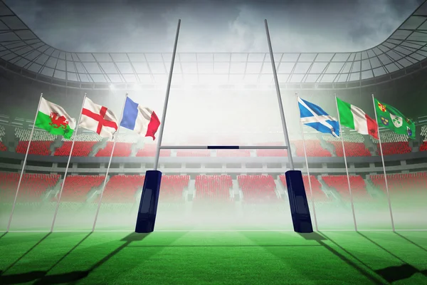 Sammansatt bild av rugby planen — Stockfoto