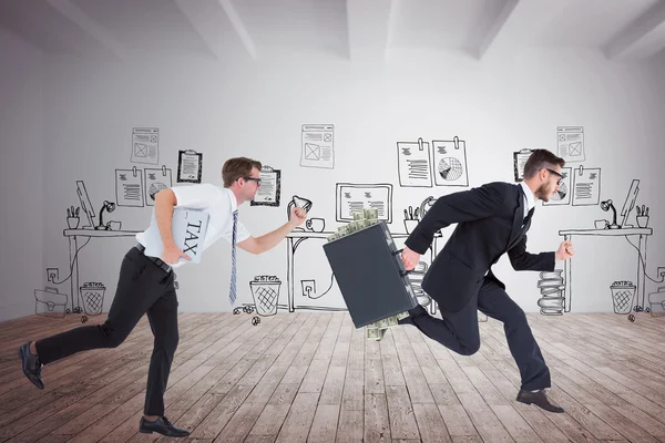 Composite image of running businessman — Stock Photo, Image