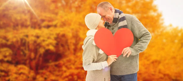 Happy mature couple in winter clothes — Stock Photo, Image