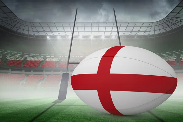 Композитное изображение регбийного мяча с флагом Англии — стоковое фото