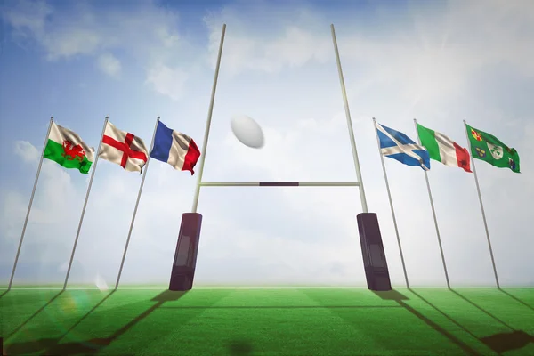 Sammansatt bild av rugby boll — Stockfoto