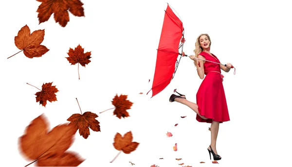 Elegante rubia sosteniendo paraguas —  Fotos de Stock