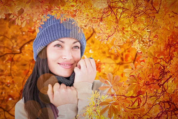 Attractive brunette looking up — Stock Photo, Image