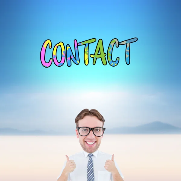 Geeky businessman with thumbs up — Stock Photo, Image