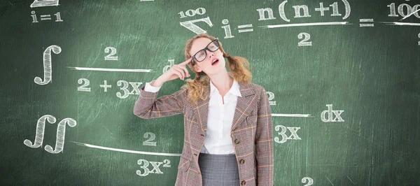 Geeky hipster woman thinking — Stock Photo, Image