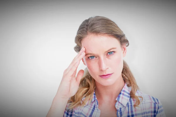 Pretty hipster with headache — Stock Photo, Image