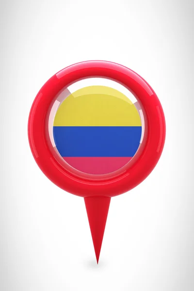 Mapa marcador contra bandeira da colômbia — Fotografia de Stock