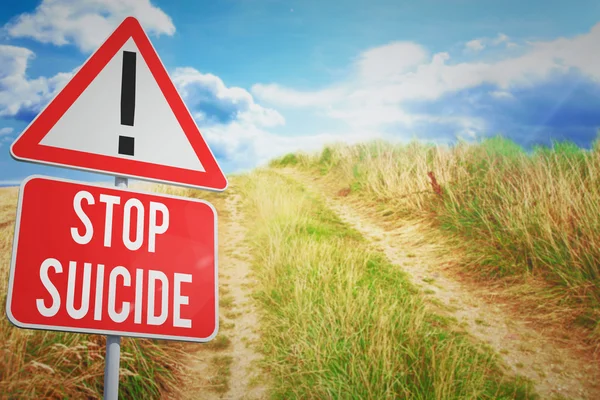 Дорожный знак "Остановить самоубийство" — стоковое фото