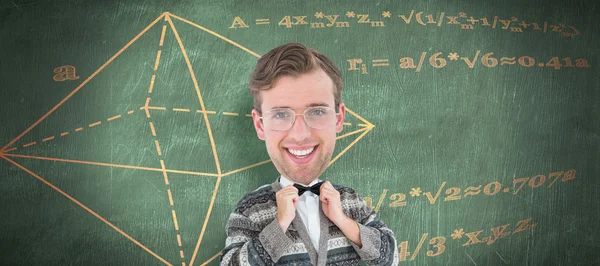 Zusammengesetztes Bild eines lächelnden Nerds — Stockfoto