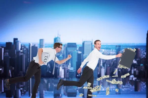 Composite image of running businessman — Stock Photo, Image