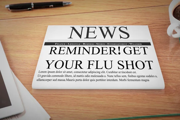 Grip aşısı uyarı mektubunun birçok parçalardan oluşan imge — Stok fotoğraf