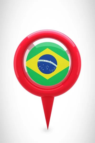 Map marker against brasil flag — Stock Photo, Image