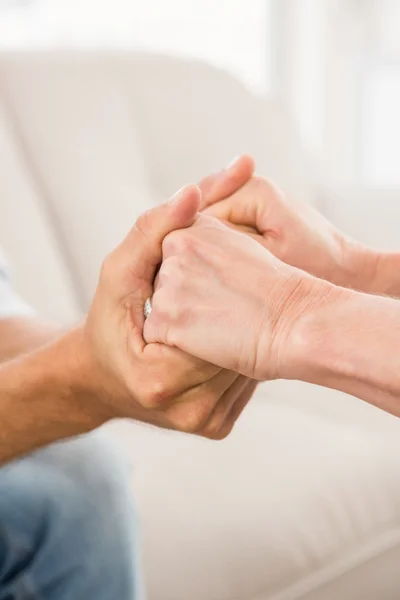 Therapist comforting male patient — Stock Photo, Image