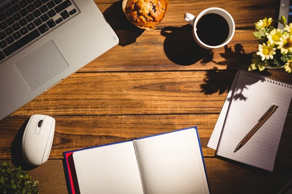 Desk with electronic device — Stock Photo, Image