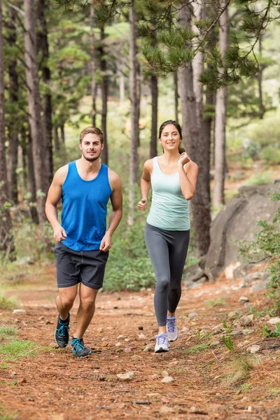 Gelukkig joggers uitgevoerd — Stockfoto