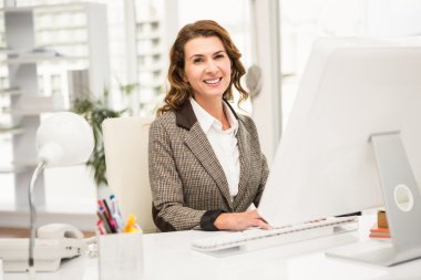 businesswoman working with computer clipart