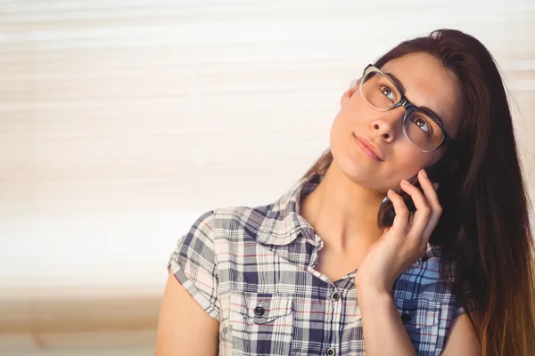 Pretty hipster on the phone — Stock Photo, Image