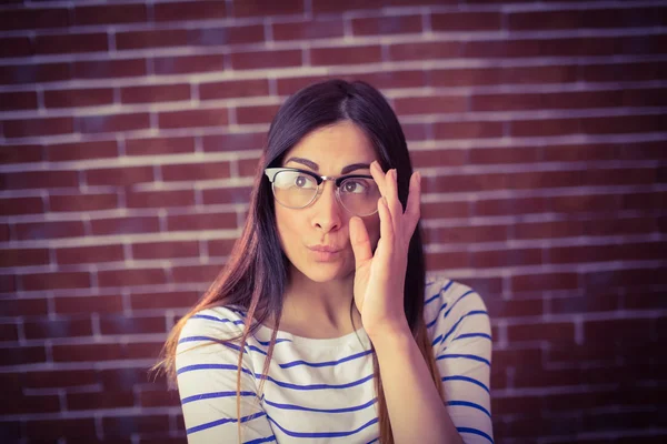 Pretty hipster posing — Stock Photo, Image