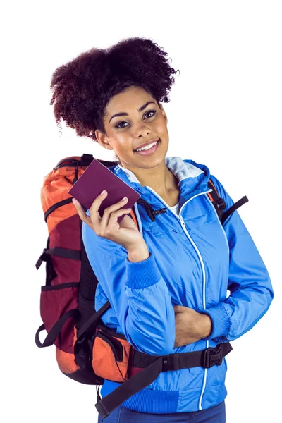 Mujer mostrando su pasaporte —  Fotos de Stock