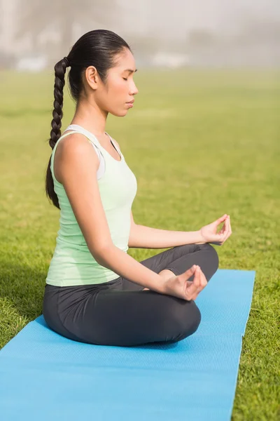 Pacífica mulher desportiva meditando — Fotografia de Stock