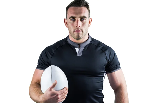 Mocny rugby player gospodarstwa piłka — Zdjęcie stockowe