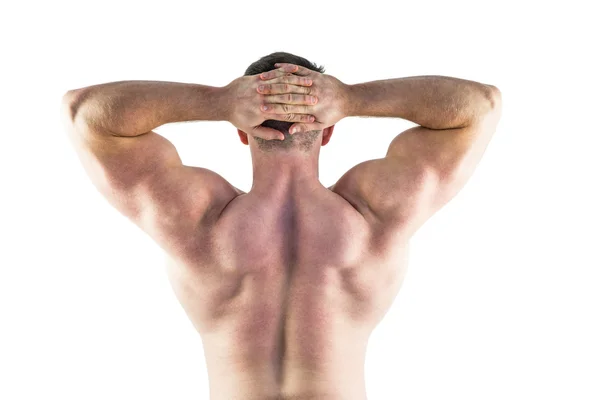 Strong bodybuilder with arms up — Stock Photo, Image