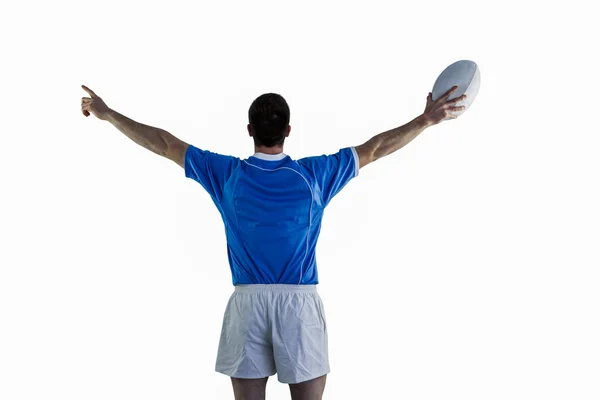 Rugby oyuncusu ile el el hareketi — Stok fotoğraf