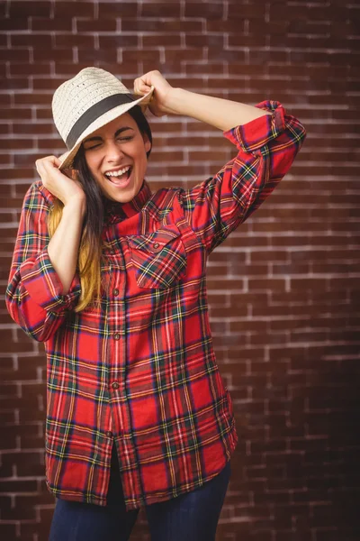 Beautiful hipster having fun — Stock Photo, Image