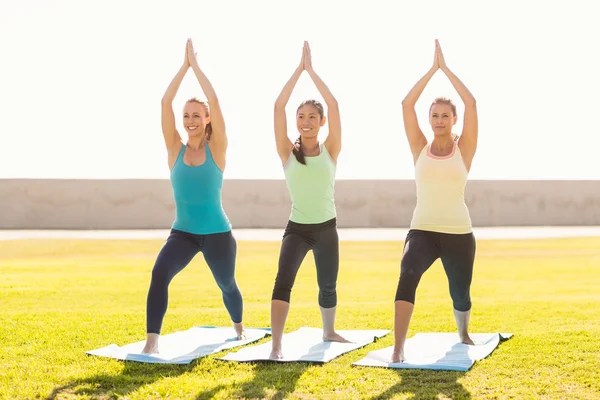 Mujeres haciendo yoga en el ejercicio — Foto de Stock