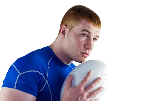 Jogador de rugby segurando bola de rugby — Fotografia de Stock