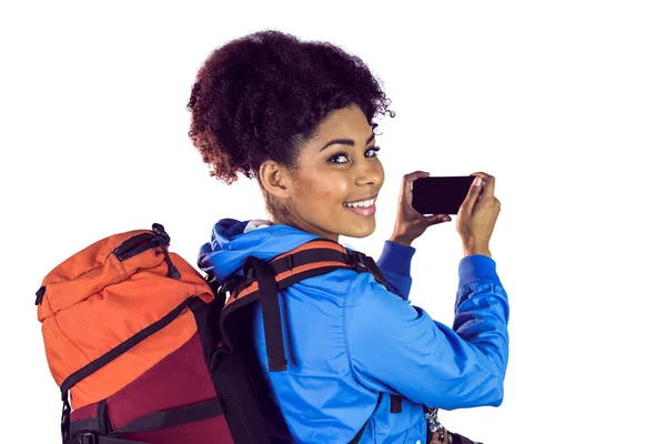 Oman with backpack looking back — Stock Photo, Image