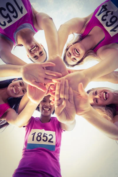 Five smiling runners — Stock Photo, Image