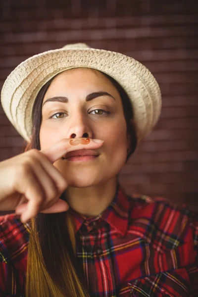 Hipster mit Schnurrbart am Finger — Stockfoto