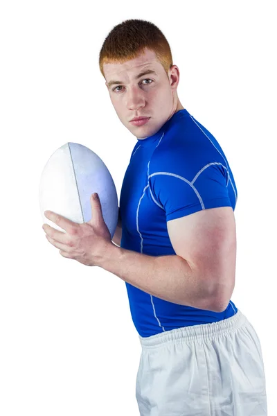 Jogador de rugby segurando bola de rugby — Fotografia de Stock
