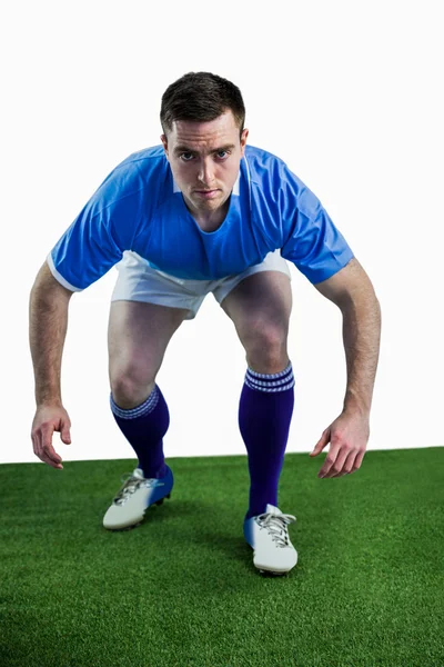 Rugbyspeler klaar om aan te pakken van de tegenstander — Stockfoto