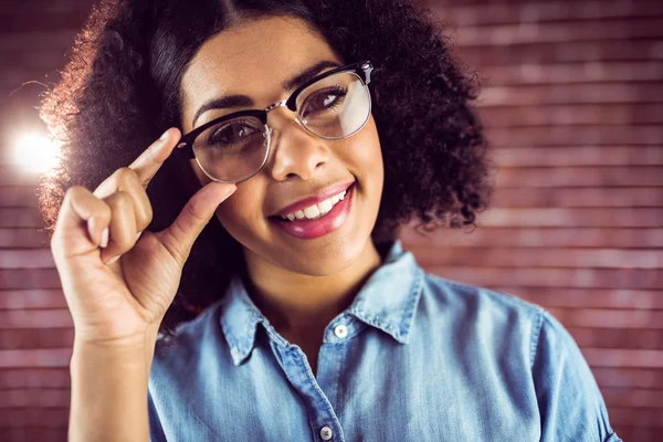 Hipster posing with glasses — Stock Photo, Image